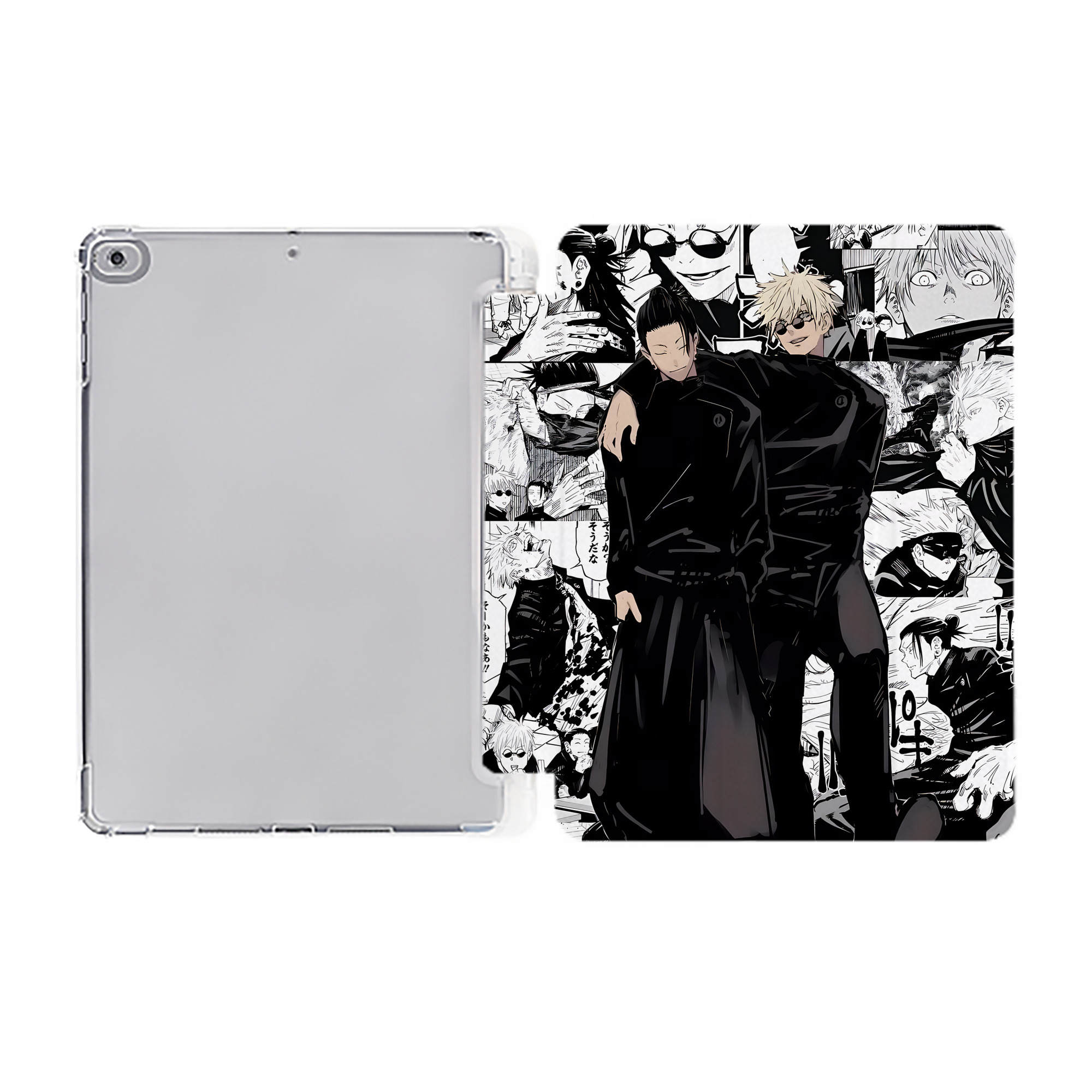 （画像用） 呪術廻戦 Jujutsu Kaisen IPad ケース ペン収納付き 三つ折りスタンド PUレザー×シリコン 対応機種9.5/10.5/10.9インチ